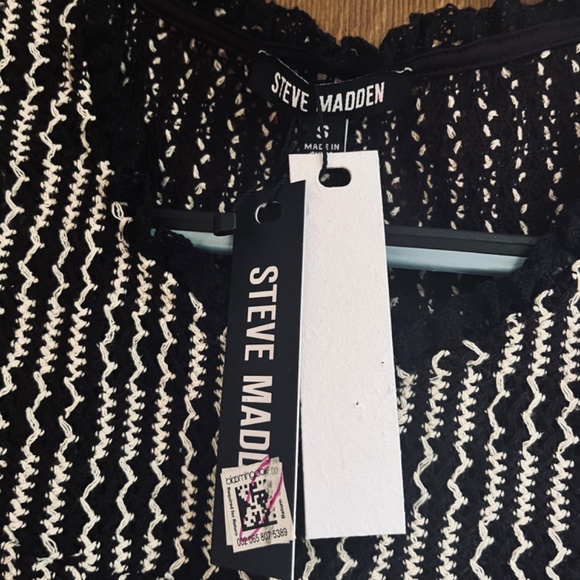 Steve Madden Bodycon Tank Midi Dress Cut Mesh Crochet Striped Pattern Knit S - Picture 8 of 14